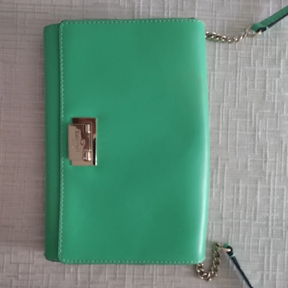 Kate Spade Orchard Valley Fiona Flap Green Leather Crossbody Purse Women's Bag